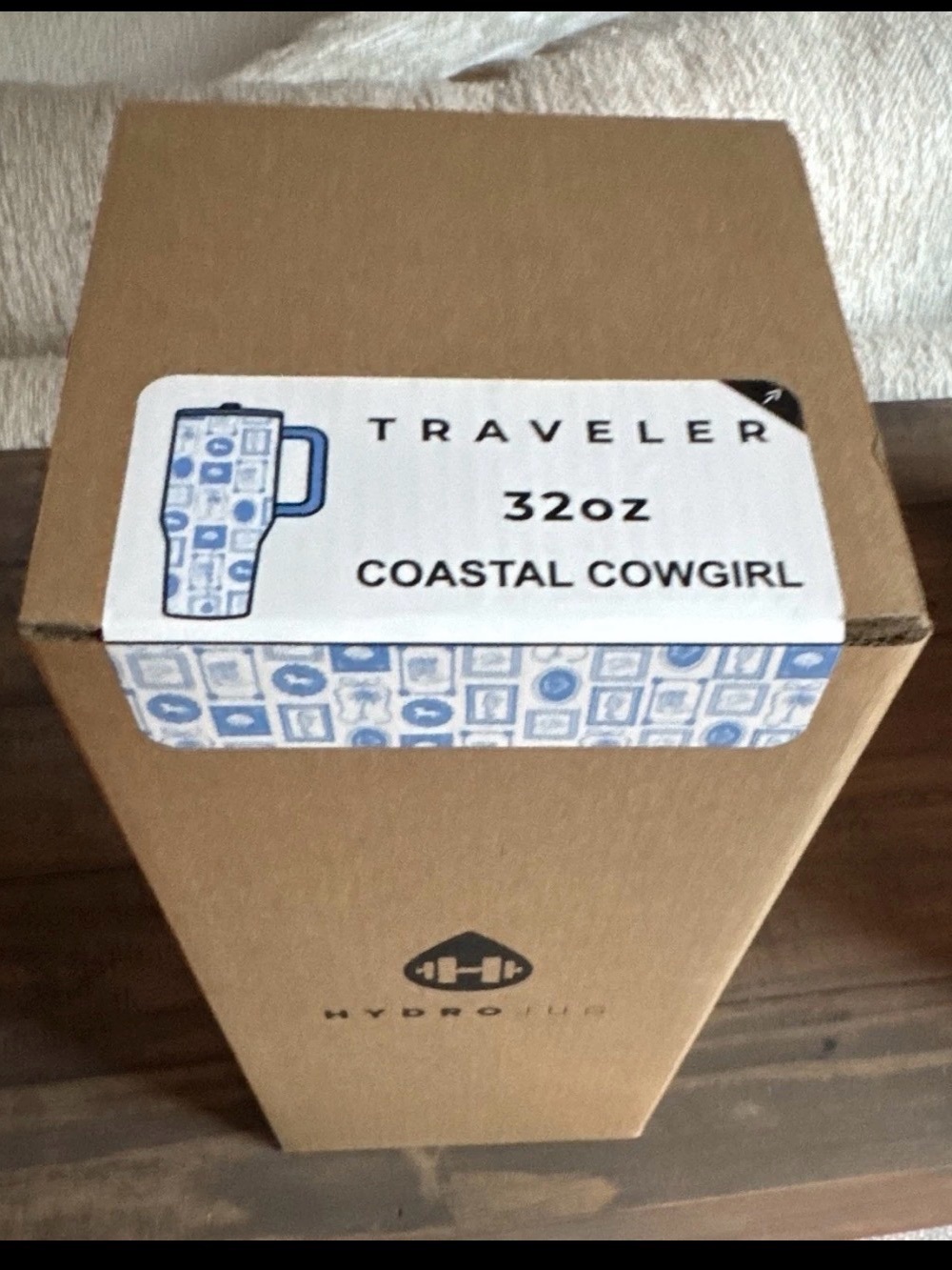 HydroJug Traveler 32oz Tumbler - Coastal Cowgirl (Blue & White)